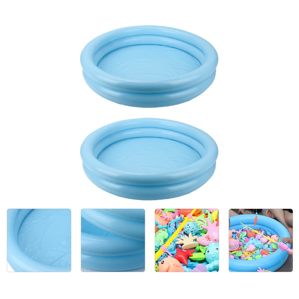 

2 Pcs Inflatable Sand Toys Blue Tray Fishing Game Trays Moldable Play Plastic Child Portable Pool