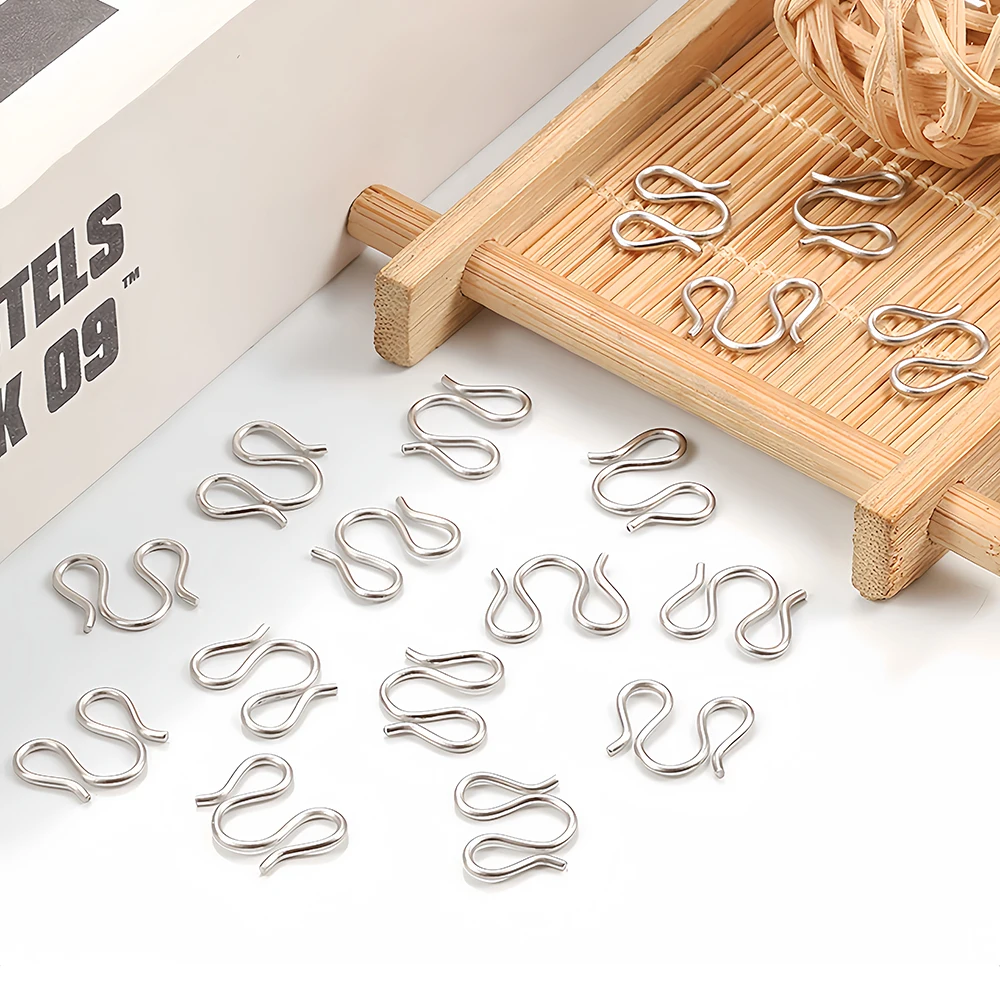 20/50Pcs Stainless Steel S W Shape DIY Necklace Clasp Hooks End Clasp Connector for Bracelet Jewelry Making Supplies Finding