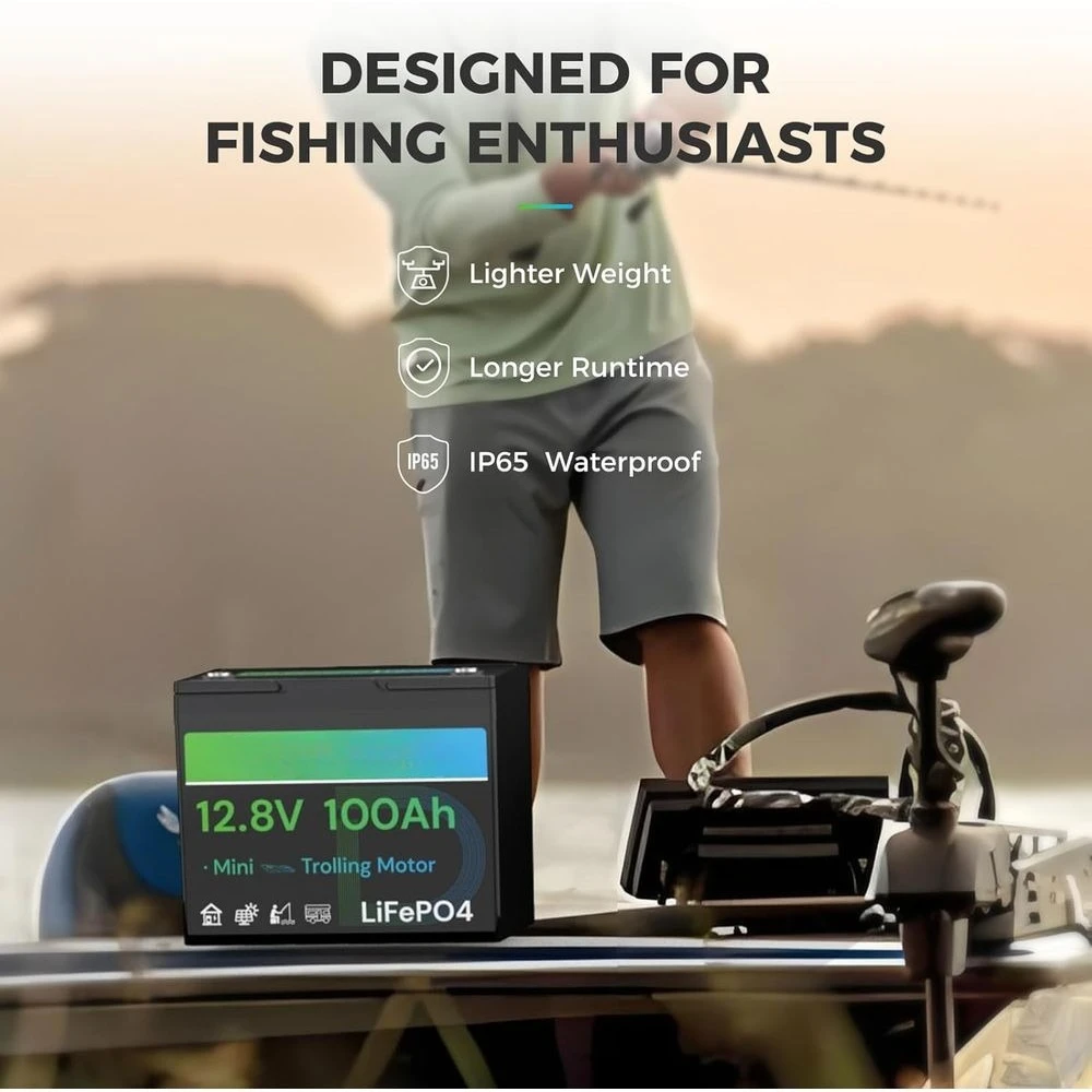 12V 100Ah LiFePO4-batterij voor campers Mini TM BCI Groep 24 Bescherming tegen lage temperaturen Ingebouwde 100A BMS Lithium RV-batterij