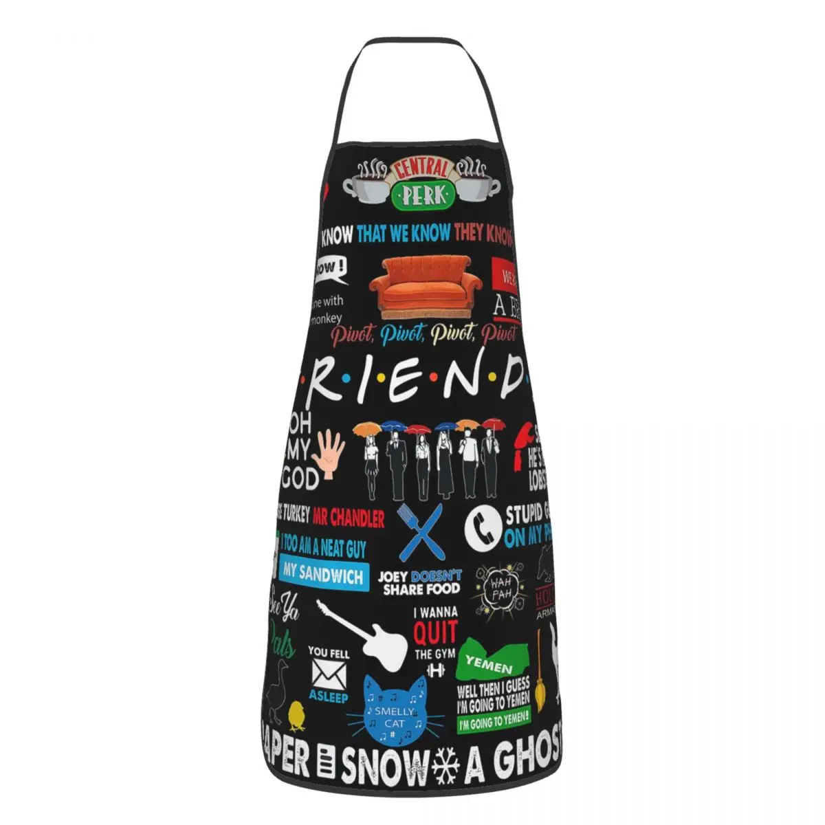 Friends TV Show Collage Polyester Aprons Central Perk Kitchen Cuisine Bib Tablier Florist Artisan Pinafore for Adult Chef