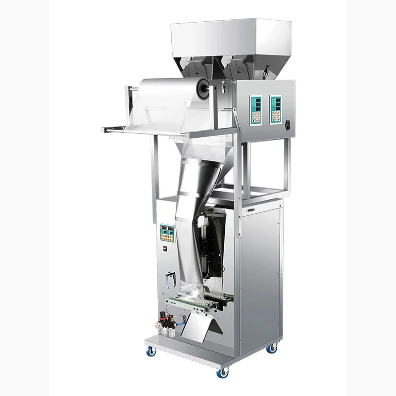 

Small 5 - 500G Automatic Packaging Machine Electric Double Weighing Sealer Suitable For Granular Powder Snacks Quantitative Fill