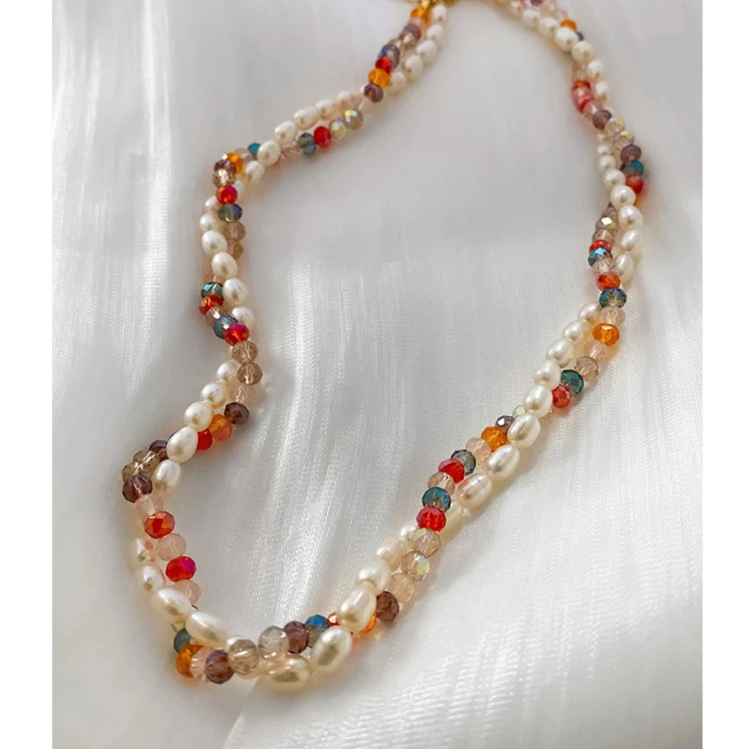 

Handmade Fashion Light Luxury Natural Freshwater Pearl Twist Beaded Necklace Versatile Personality Niche Necklace Light Luxury