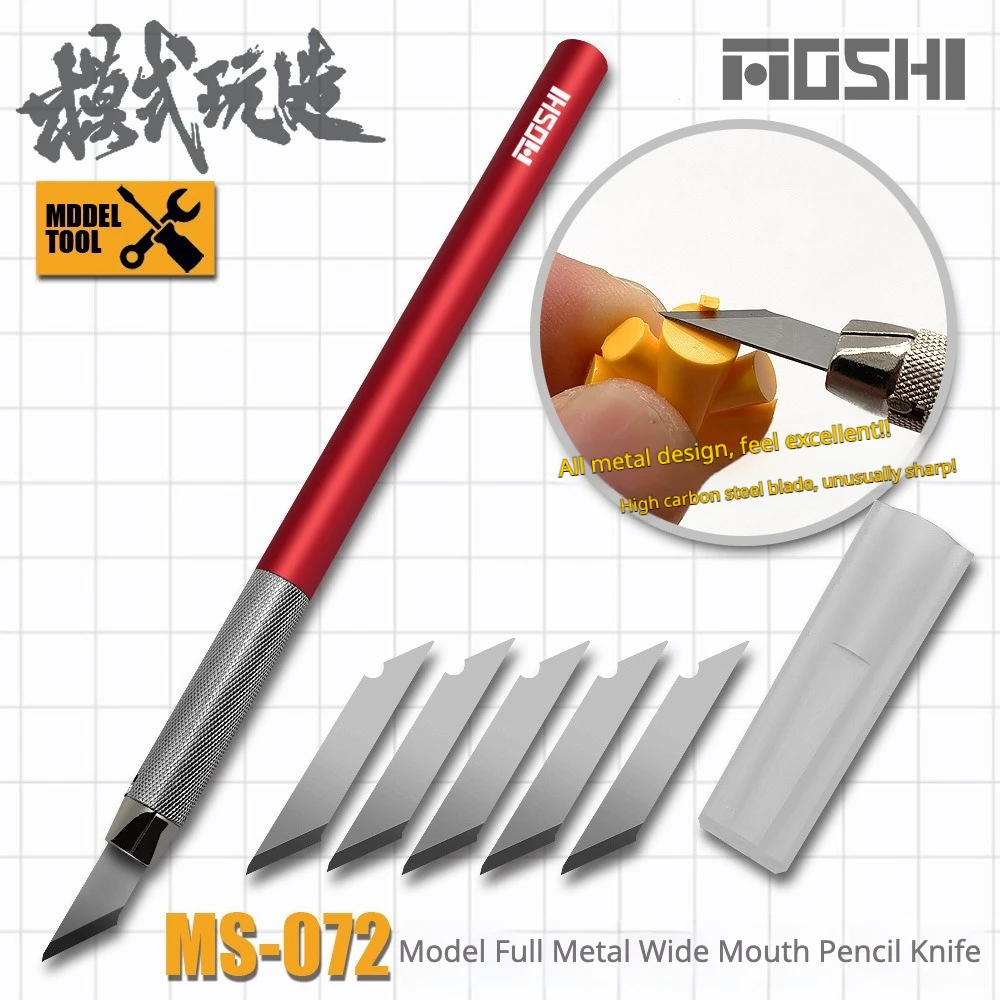 MSWZ MS-072 Model Full Metal Wide Mouth Pencil Knife High Carbon Steel Hobby Cutting Tool for Gundam Military Model DIY Craft