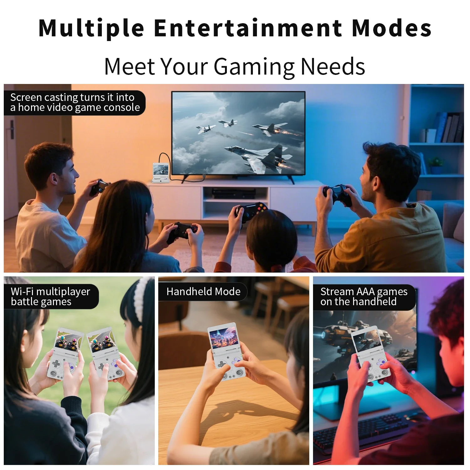 Per ANBERNIC RG34XXSP Flip Retro Console per videogiochi 5000 64G Gioco elettronico Schermo IPS da 3,4 pollici Linux bit Supporto TV Console