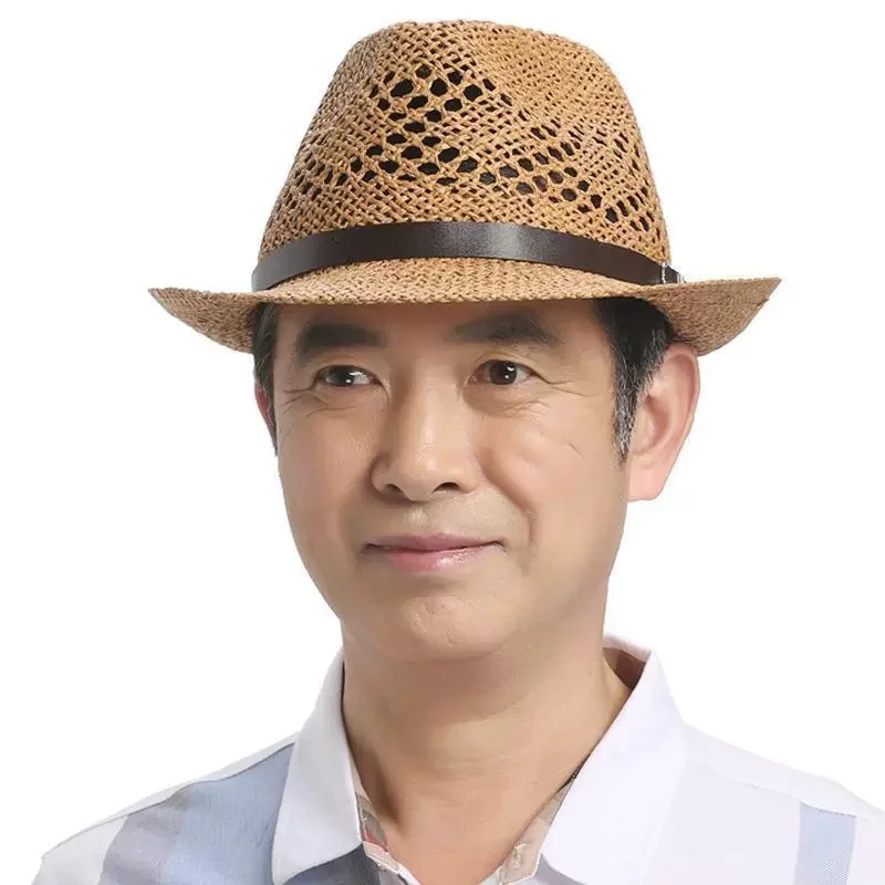 Men's and Women's Summer Sun Hats, Jazz Hats, Hand-Knitted Casual Couple Hats, Openwork Sun Caps, and British-Style Straw Caps