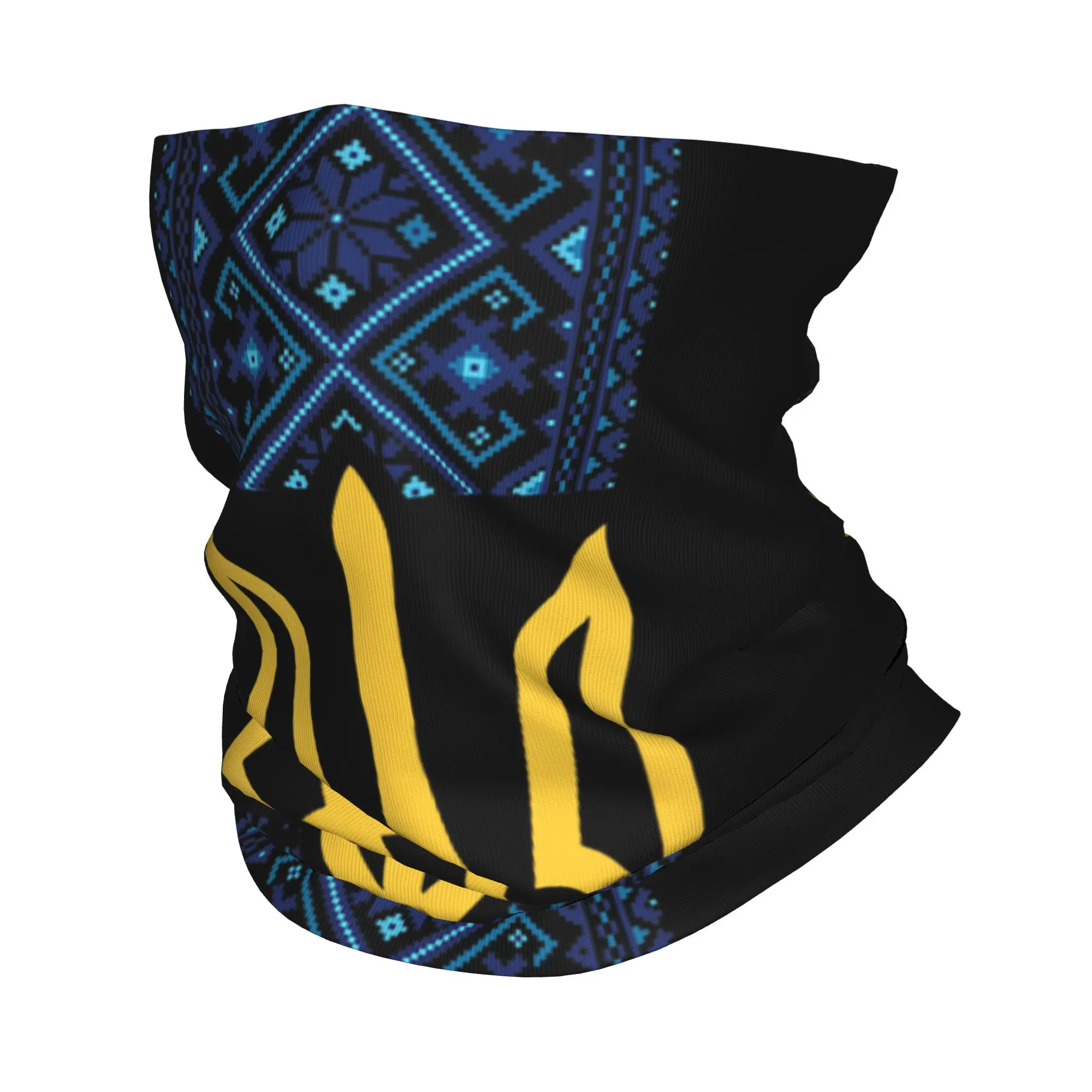 Ukraine Emblem Ukrainian Flag National Knitting Pattern Bandana Neck Cover Printed Balaclavas Face Mask Scarf Headband Unisex
