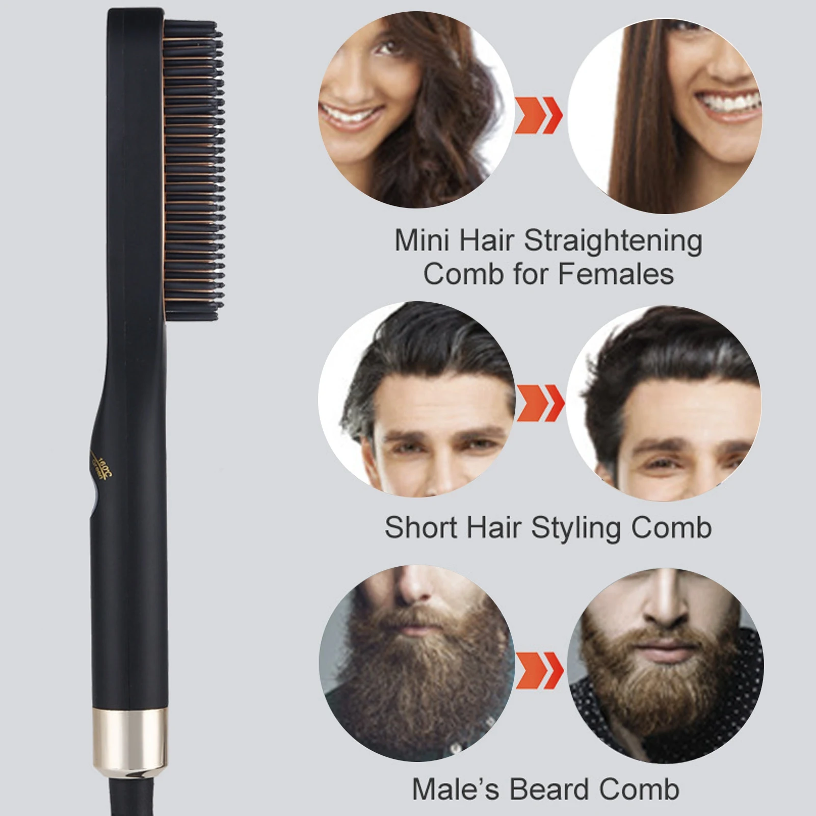 Beard Straightener Brush Heated Men Hair Comb Electric Beard Straightening Comb Multifunctional Beard Straightener Brush For Men