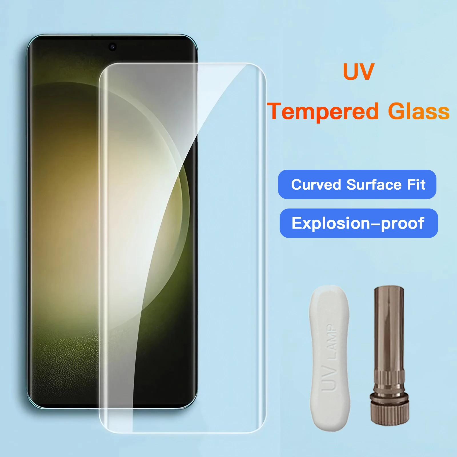 

1-3PCS UV Tempered Glass For Samsung Galaxy S24 S23 S22 S21 S20 Ultra Full Cover Glue Curing For S23 Ultra Screen Protector