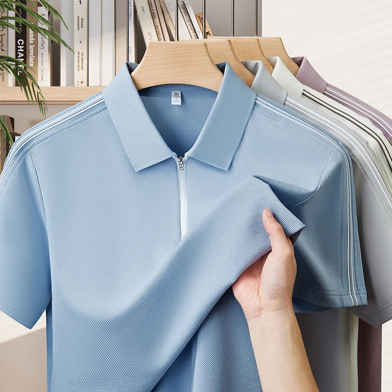 Mens Polo Shirts Tshirt Luxury Premium Fabric Antimicrobial MoistureWicking QuickDry SunBlock