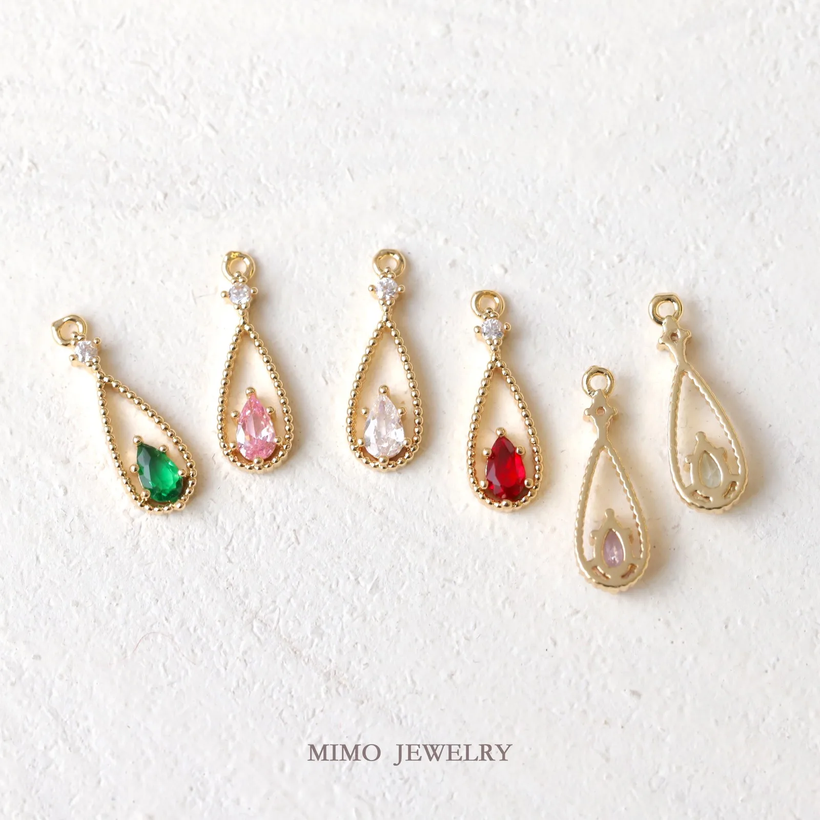 Zirconia Cake Water Droplet Shaped Hollow Out Retro Style Edges Charms Pendant Supplies DIY Hand Brass Gold Plated Accessories