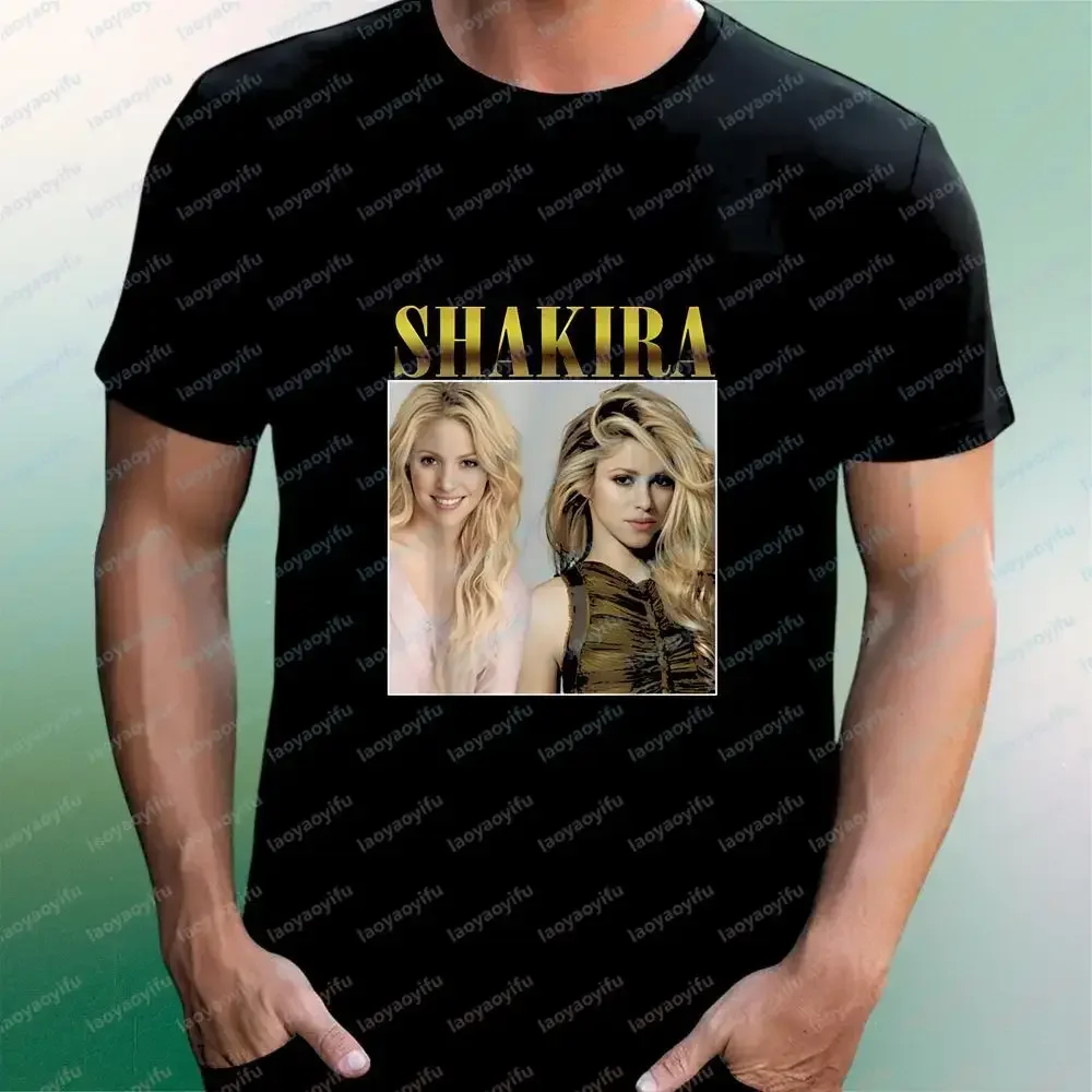 Unique Fashion - Shakira - Retro Copycat Style Short-Sleeved Men's and Women's Universal Shirt Pattern Large T-Shirt