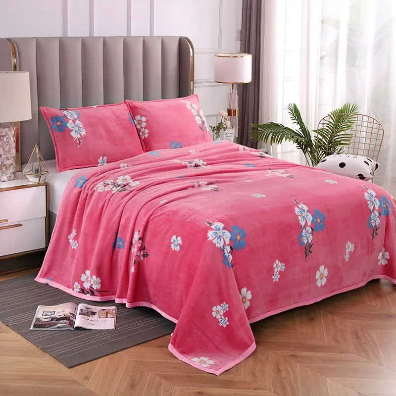 2024 Thickened Mink Blanket Double-sided Fleece Casual Blanket, Farley Fleece Pillowcase Sheet Blanket