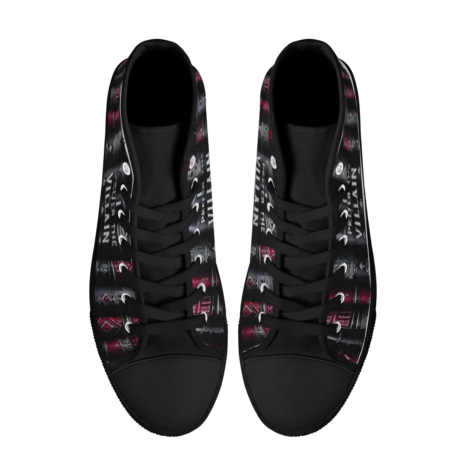 Men Women Custom High Top Canvas Shoes Gothic Skull Print Lace Up Flats Sneakers - view 4