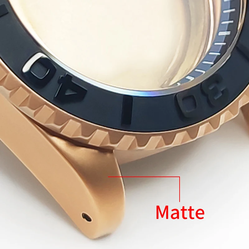 SUB Matte Rose Gold Watch Case Set Fits NH35 NH36 4R36 NH72 Stainless Watches Cases With Sapphire Movement Accessories MOD Parts
