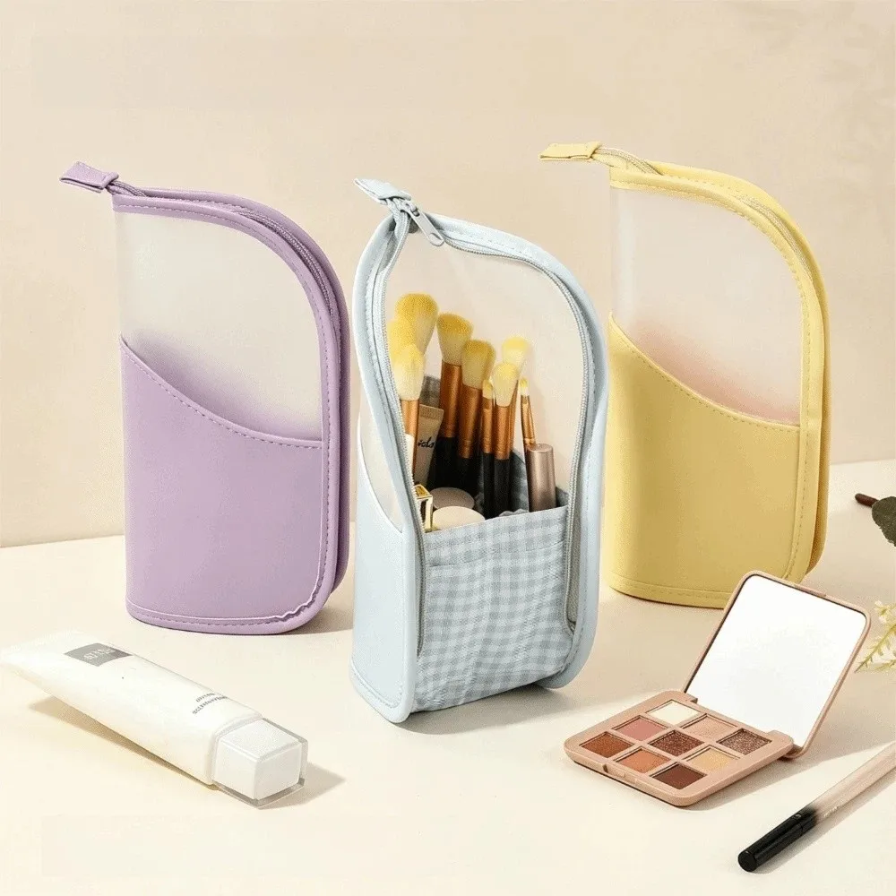 Vertical Cosmetic Bag Zipper Closure Waterproof Makeup Brush Bag Large Capacity Multi-purpose Brush Storage Pouch