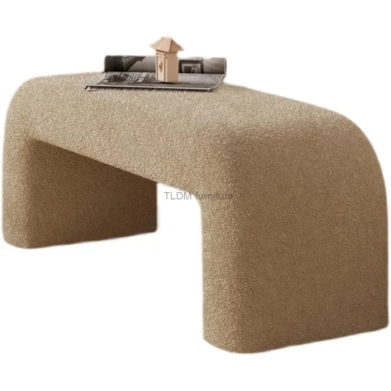 Modern Simple Lamb Wool Bench Stool Living Room Furniture Recreation Area Shoe Changing Stool Fitting Room Bedroom Bed End Stool