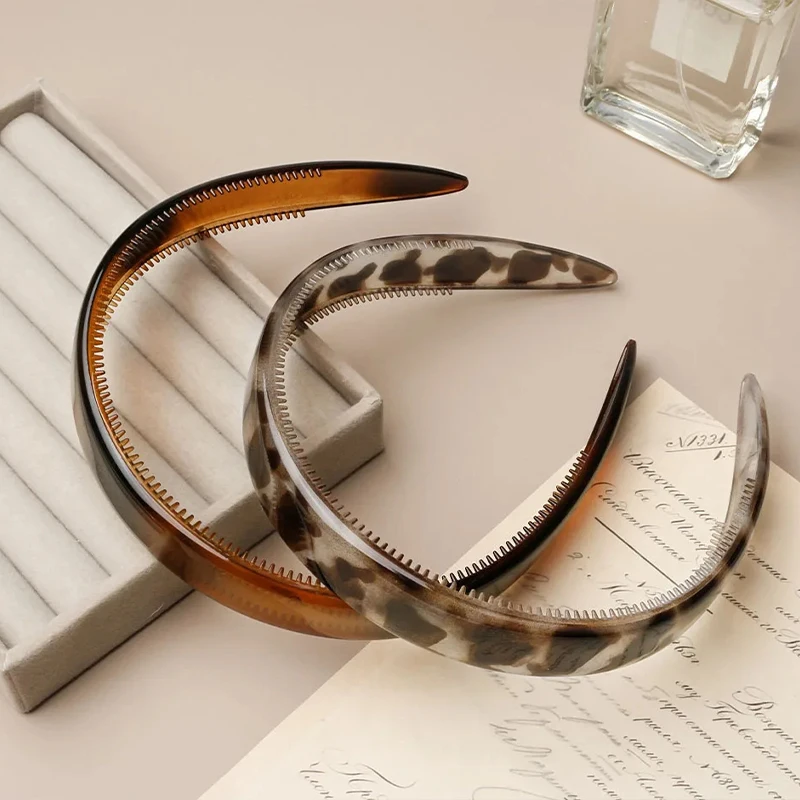 

1Pcs Women Vintage Hair Accessories for Daily Wear Tortoiseshell Acetate Leopard Hair Hoop Non Slip Teeth Headband