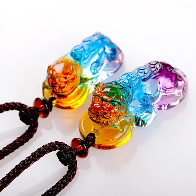 Pixiu Pendant Ancient Glaze Necklace Couple Simple Peace Fortune Attracting Charm Jewelry Gifts
