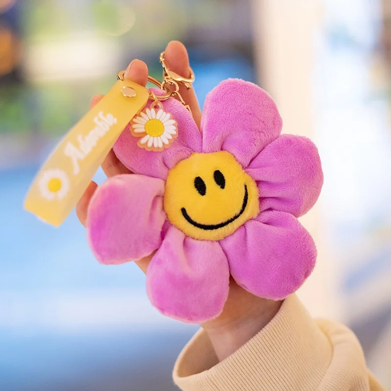 1Pcs Cute Sunflower Small Colorful Plush Toy Bag Key Chain Pendant Doll