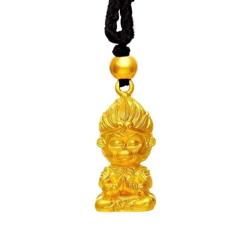 Traditional Craft Great Sage Equal to Heaven Pendant Gold Plated Wukong Adjustable Unisex Necklace Childrens Day Valentines Gift