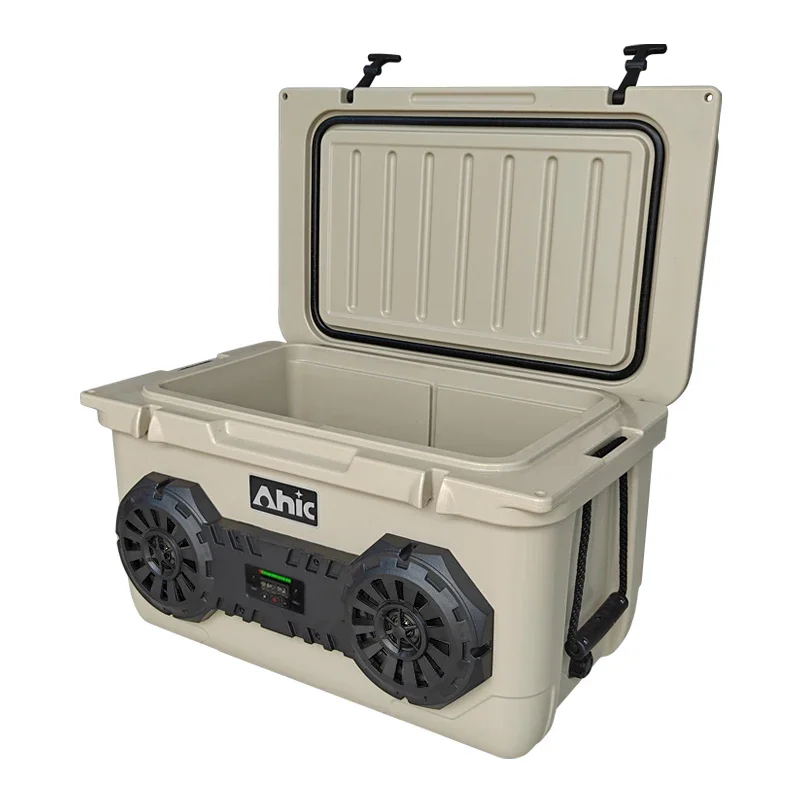 &45L Outdoor Insulated PE Thermal Rotomolded Hard Cooler Box Insulated Ice Chest for Food Storage Camping Fishing Travel Pro