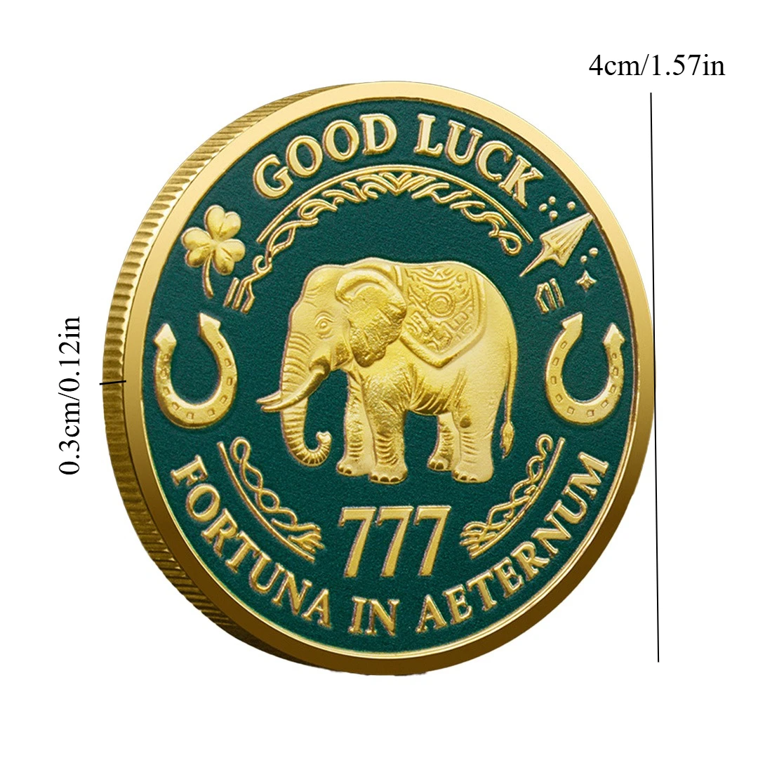 عملة Green Clover Collection المطلية بالذهب Good Luck Fortuna في عملة تذكارية Aeternum 777