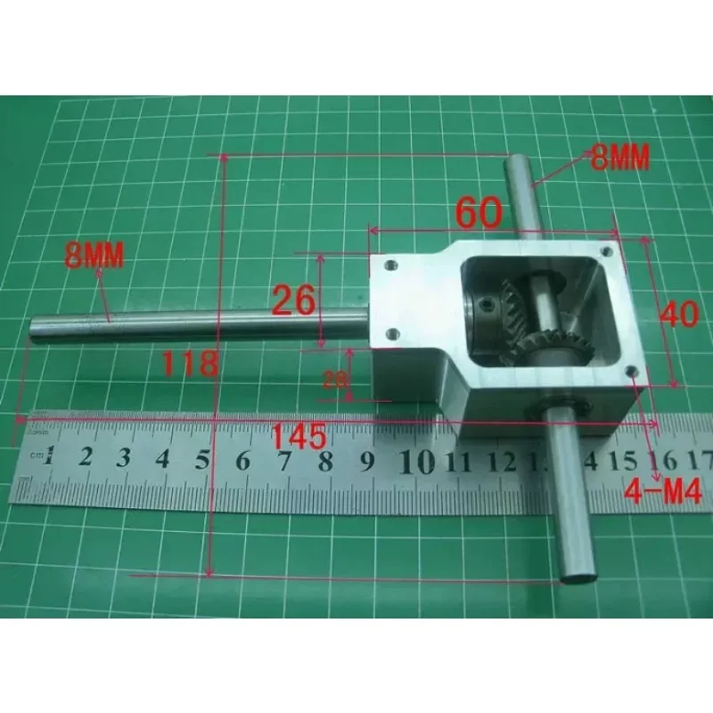 90 Degree Bevel Gear ReducerSmall Right AngleGearbox 1:1 Ratio Dual Output Shaft 8mm 10mm Shaft Helical Bevel Steering Gear Unit