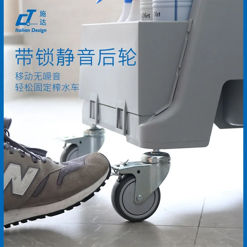 Mini Cleaning Service Truck Round Mop Squeeze Bucket Squeeze Truck with Wheels