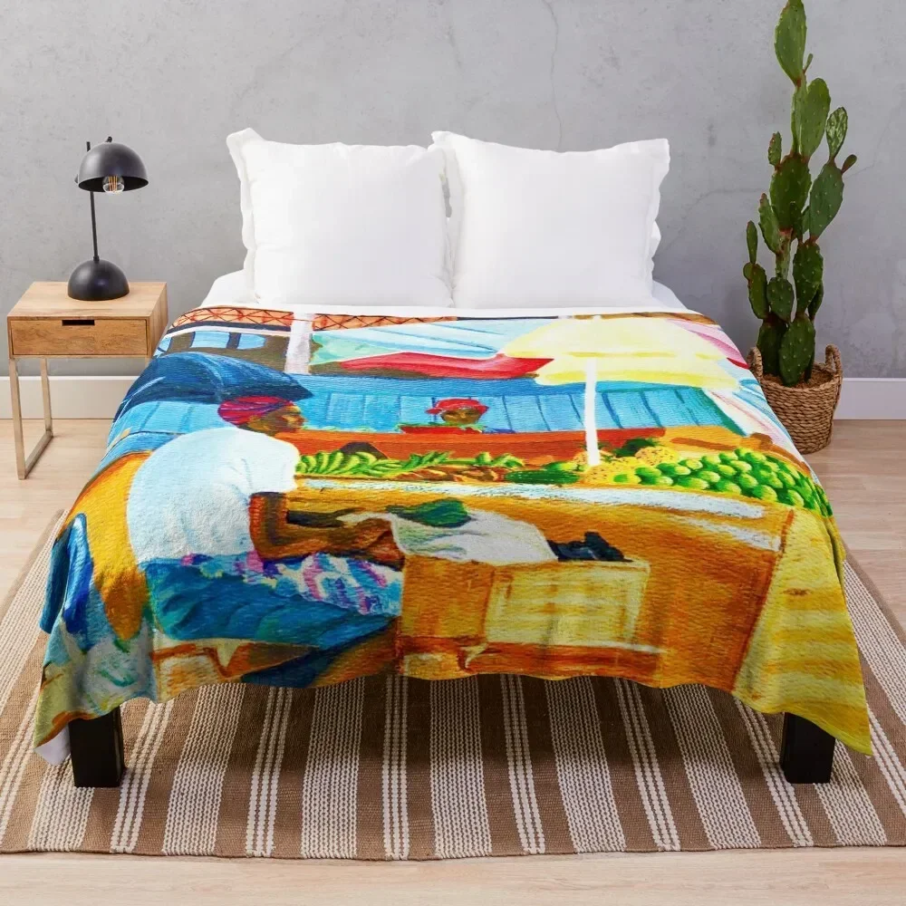 Market Square - Grenada Throw Blanket Bed linens Travel Blankets