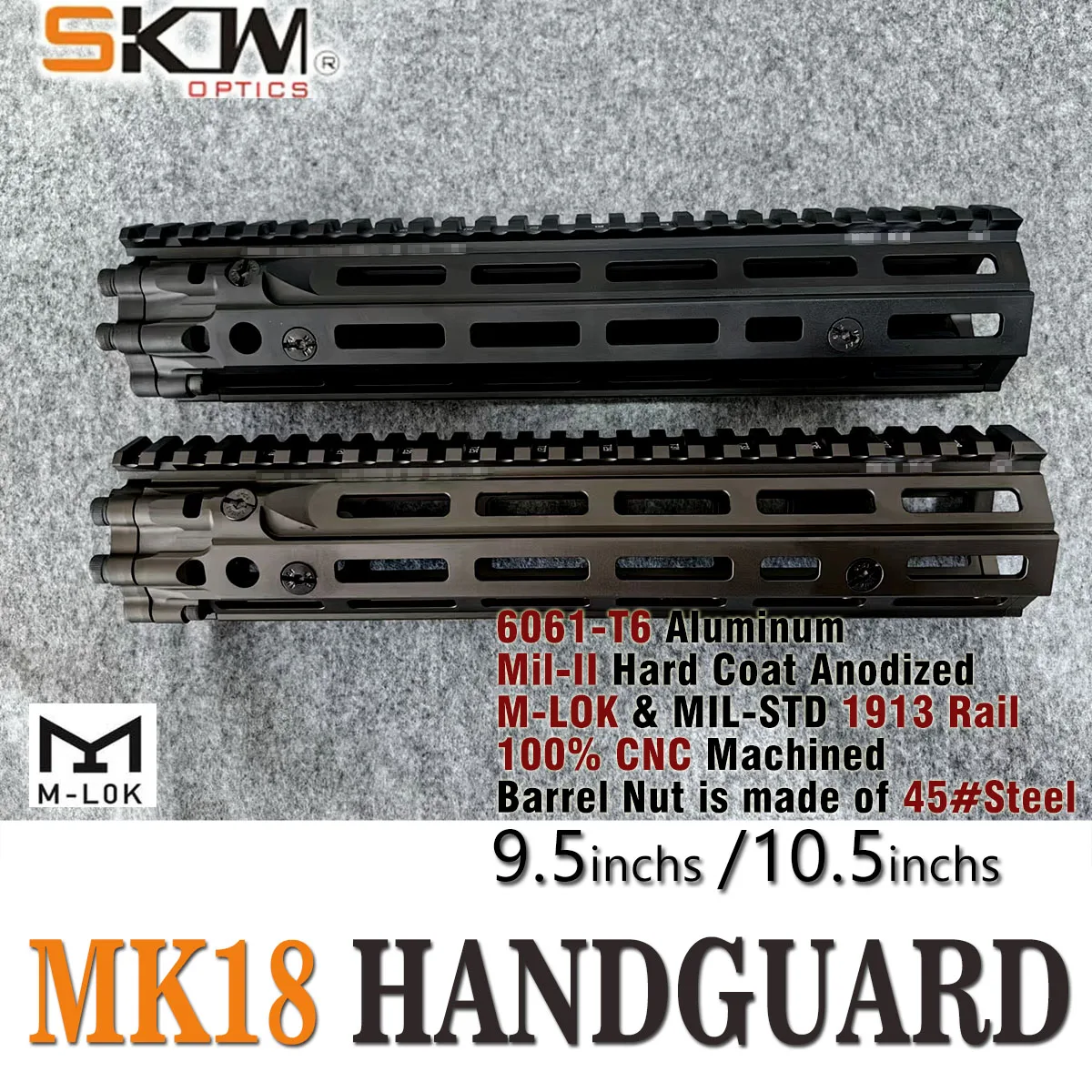 SKWOPTICS Carril Picatinny de aluminio para AR15 con guardamanos M-LOK - imagen 5