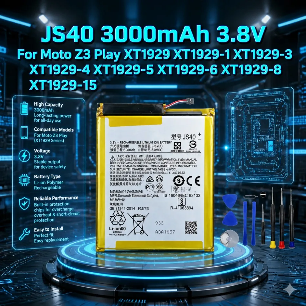 

JS40 3000mAh 3.8V Mobile Phone Battery for Moto Z3 Play XT1929 XT1929-1 XT1929-3 XT1929-4 XT1929-5 XT1929-6 XT1929-8 XT1929-15