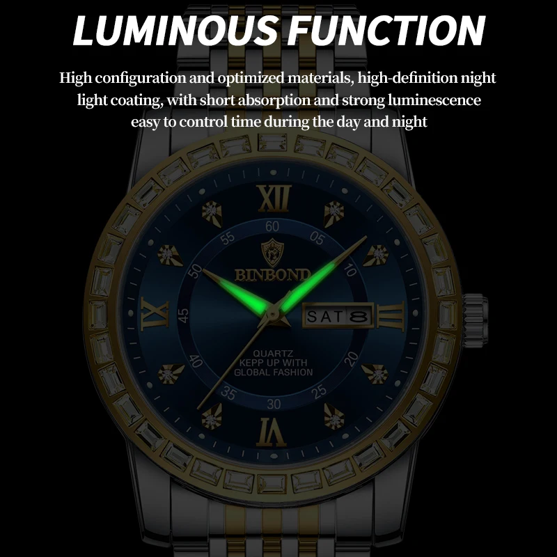 2024 New Luxury Watch for Man Elegant Date Week Waterproof Luminous Men Watch Quartz Stainless Steel Sports Men\'s Watches reloj