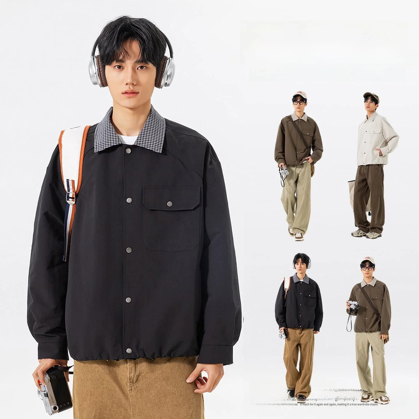 

Spring 2026 Men's Jaet Color Blo Collar Workwear Multi kets Retro Sle High Quali American Lightweight Luxury