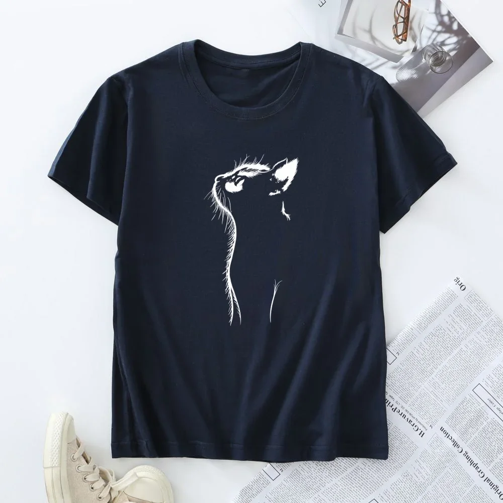 Oversize T-shirt Short Sleeve Tees 100% Cotton Women\'s Top Summer Women Clothing Fashion Cat Graphic T Shirts Female Tshirt