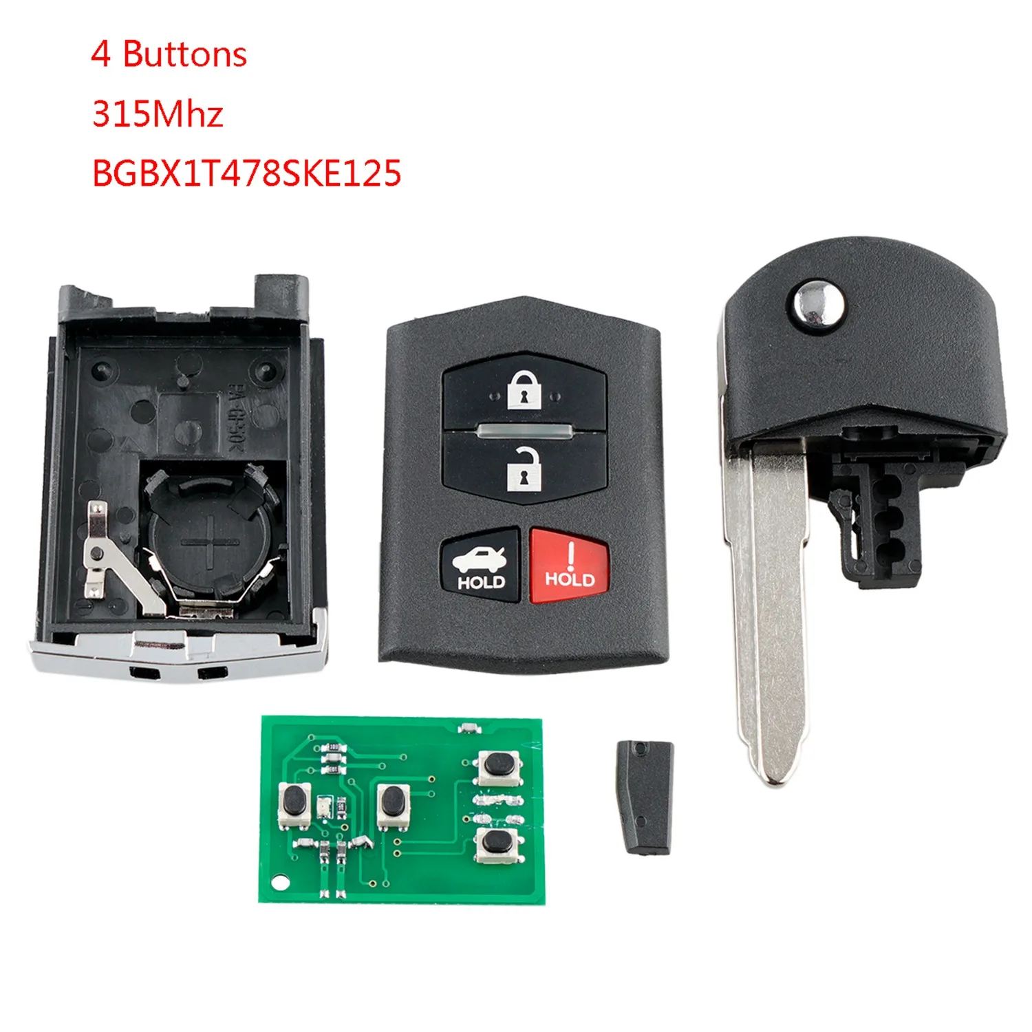 Car Smart Remote Key 4 Buttons Car Key Fob Fit For Mazda 3 2010 2011 2012 2013 315Mhz Bgbx1t478ske125