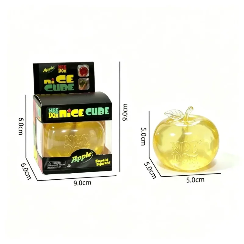Apple Shape Nee Doh Nice Cube Squish Toy Transparent Jelly Squeeze Ball Stress Relief Fidget Sensory  Anti Anxiety Hand Toy
