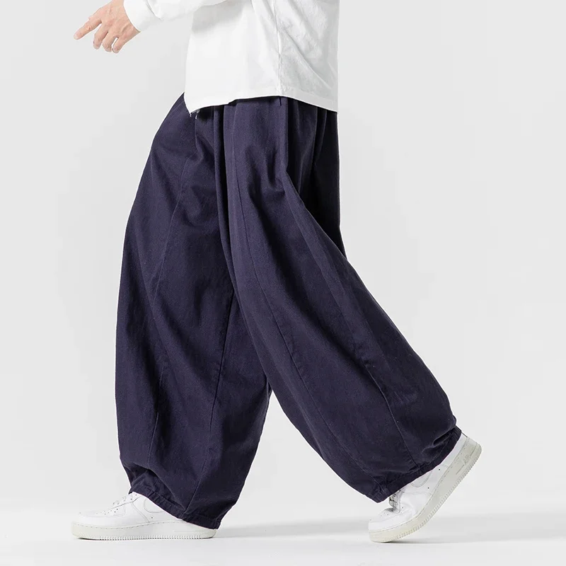 

Pop Men Korean Wide Leg Pants 2024 Men Black Loose Casual Trousers Men Soild Color Chinese Style Streetwear Joggers Cargo Pants