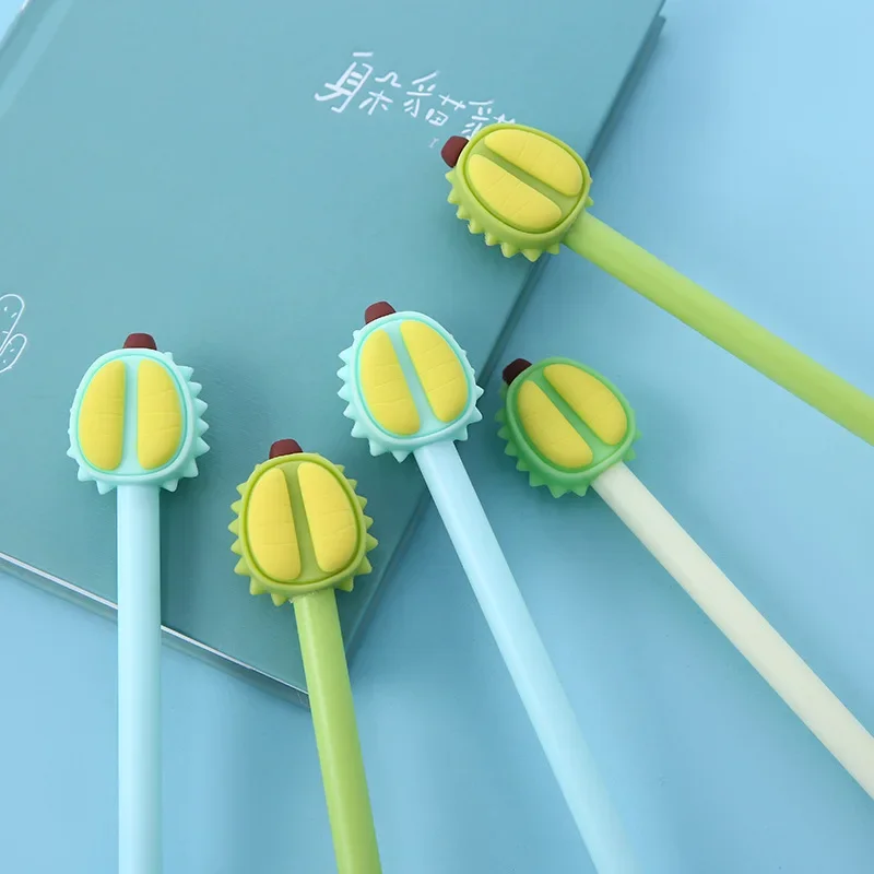 36PCS Korean Version Silicone Cartoon Rollerball Pen Fruit Durian Silicone Rollerball Pen 36 Pieces
