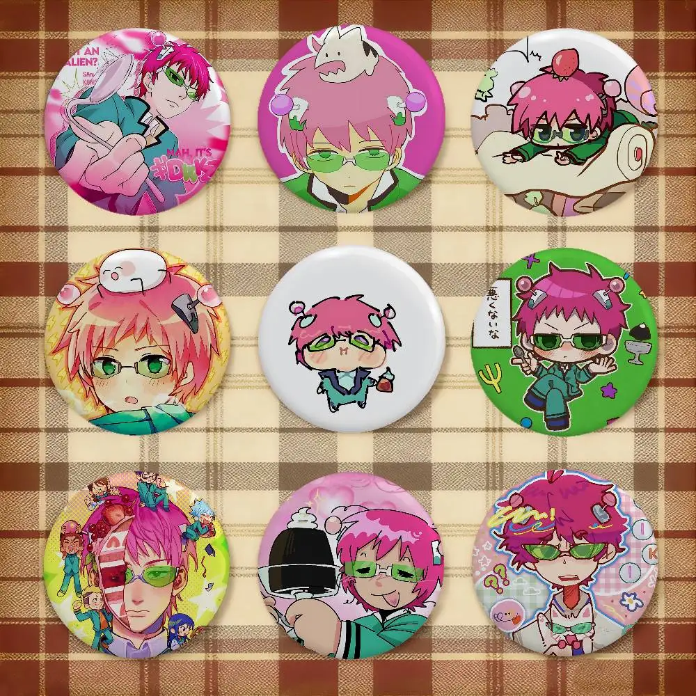 Anime S-Saiki K-Kusuo Brooches Stylish Ornament Pins Exquisite Round Badge Bag Accessories Jewelry Gifts