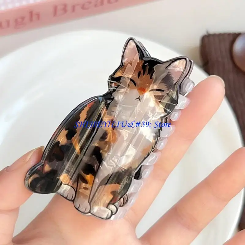 

E21F Fantasy Kitten Hair Claw Clip Gripper For Women Barrette Slip Resistant Hair Accessory Elegant Design Styling