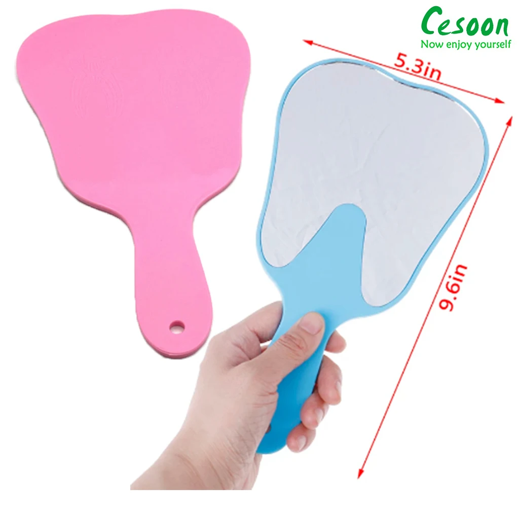 1pc Dental Mouth Mirror Tooth Shaped Plastic Handle Hand Mirror For Examination Tooth Oral Care Tool Dentist