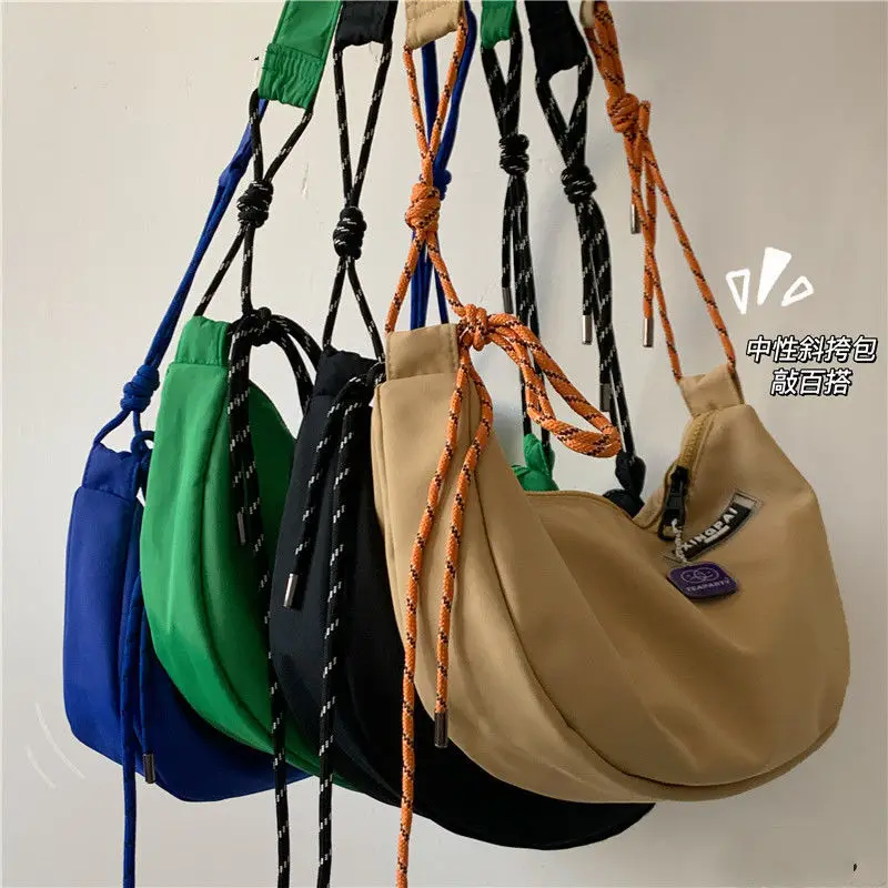 Unisex Bag New Waterproof Nylon Dumpling Bag Female Korean Version Solid Color Large-capacity Shoulder Messenger Bag Male