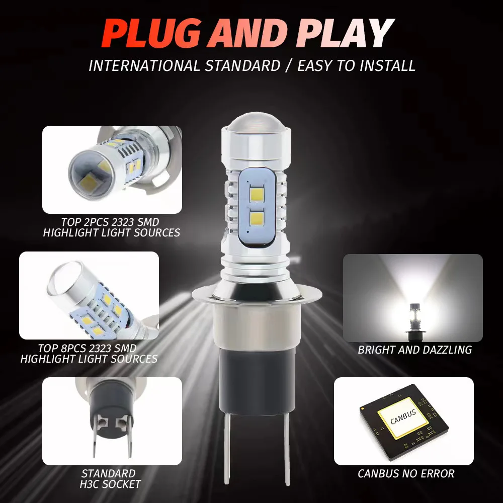 العالمي للسيارة H3C 2323 الضباب لمبة 6000 كيلو الأبيض LED 10SMD النهار تشغيل أضواء أضواء الضباب الأمامي والخلفي 12/24 فولت #6