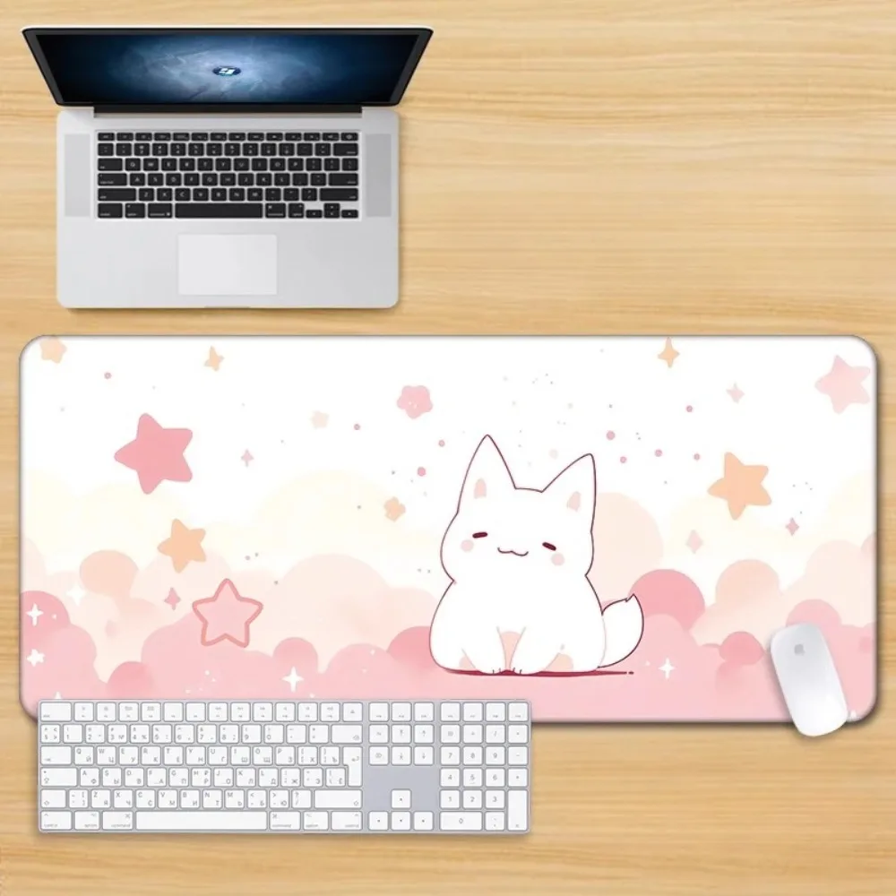 

New High Quality Printed Cat Pu Leather Mouse Pad Dominated Pink Girl Cartoon Office Computer Premium Large Desktop Simple Style