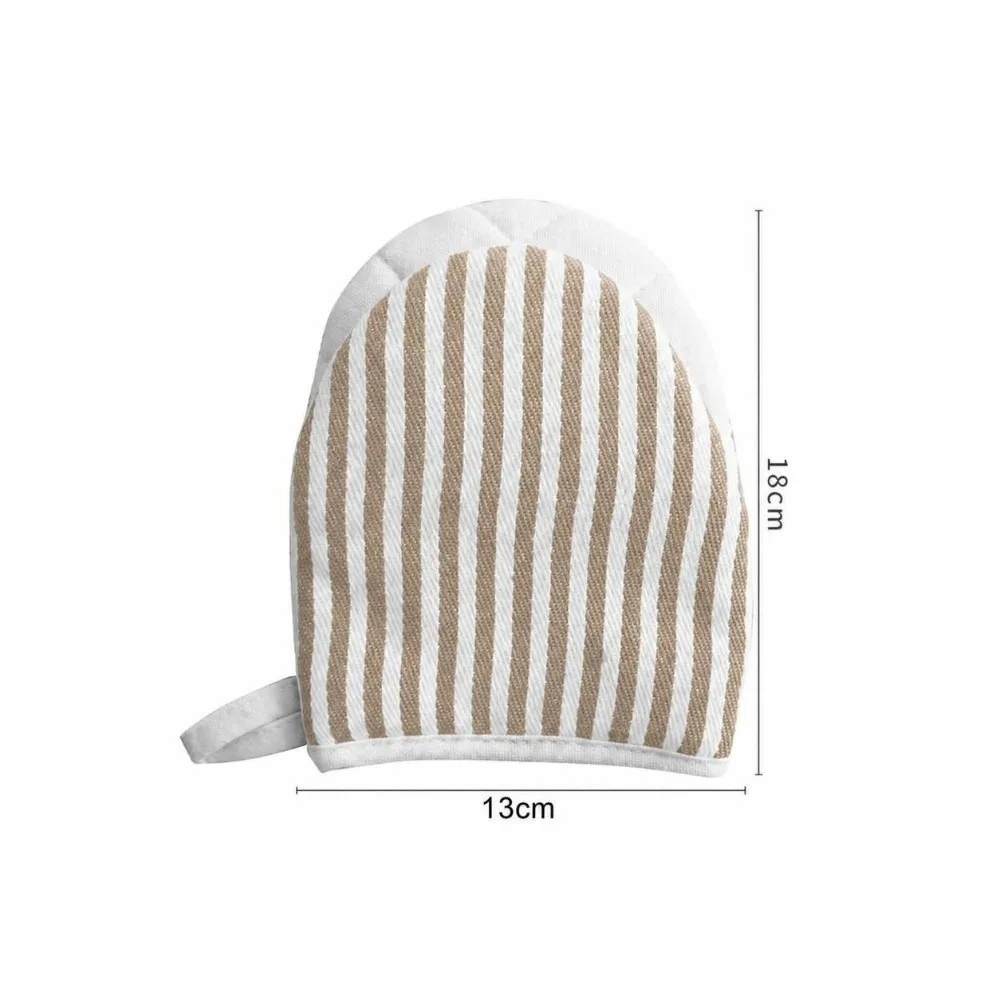2PCS New Cotton Filling Oven Mitt Mini Heat Resistant Kitchen Oven Glove Hanging Loop Striped Microwave Oven Mitt Cooking Baking