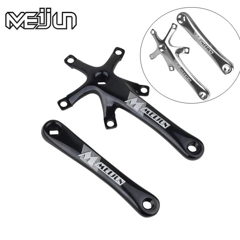 Pedivela Dobrável MEIJUN 412 BCD 130mm em Liga de Alumínio com Furo Quadrado 170mm para Bicicleta Dobrável - Peça Preta/Prata
