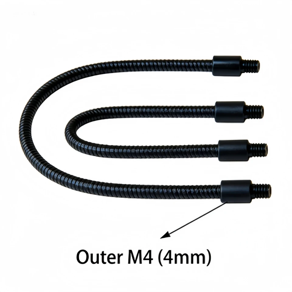 Dia 4mm Metal Flexible Conduit Metal Gooseneck Hose 100-400MM M4 Male Screw Serpentine Tube Clamp Lamp Microphone Hose