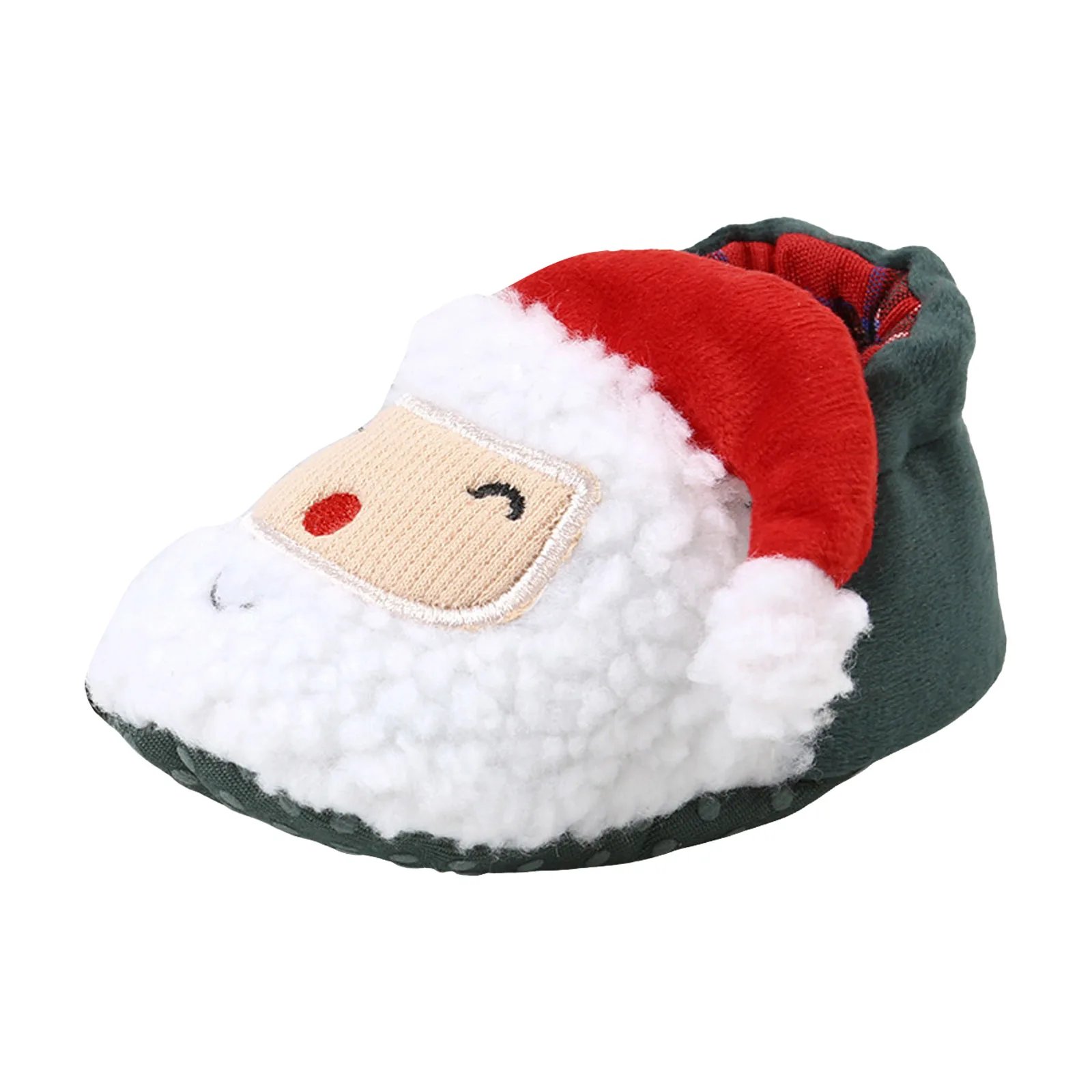 

Christmas Themed Baby Walking Cotton Slippers Warm Fleece Lined Color Blocked Soft Slip