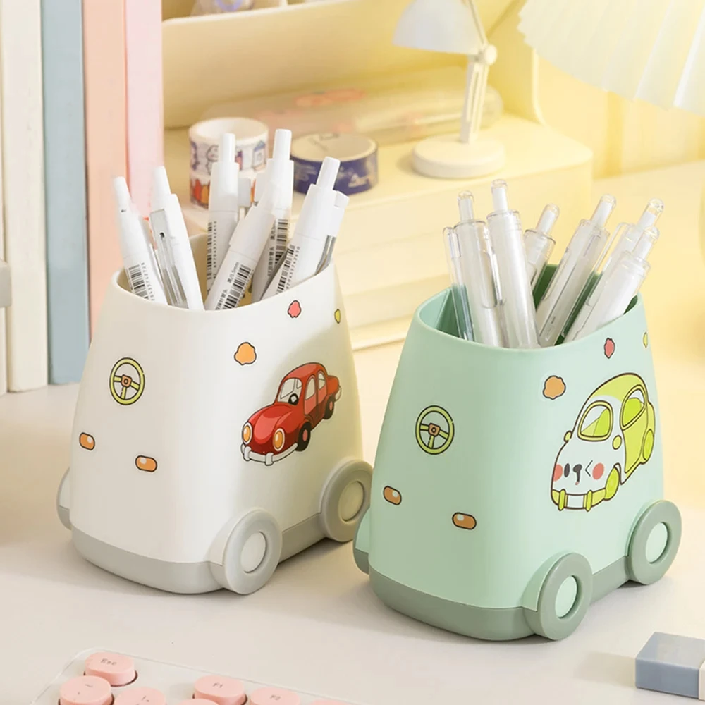 Funny Cartoon Car Shape Pen Holder Creative Pencil Pot Stationery Storage Box Pens Pencil Organizer for Student Desktop Decor