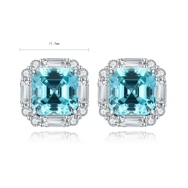 

RUIF 2024 New Popular S925 Silver A Pair Of 9 .18ct Lab Grown Paraiba Sapphire Earrings Wedding Party